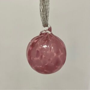 Purple Spotted Hand Blown Glass Christmas Tree Ornament